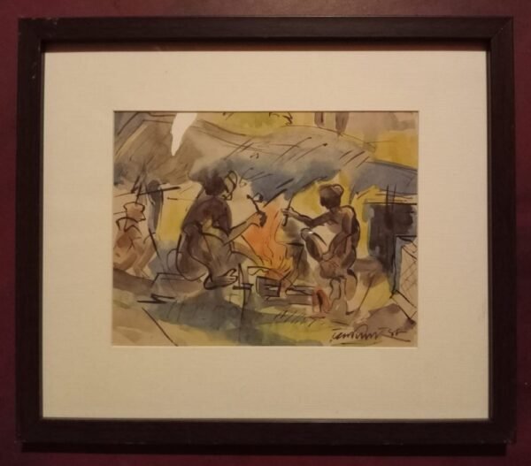 Blacksmith Shop – Watercolour by Ramkinkar Baij