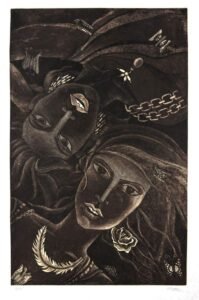 Modern Couple – Etching by Shashikala Singh
