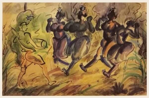 Santhali Folkdance – Watercolour by Ramkinkar Baij
