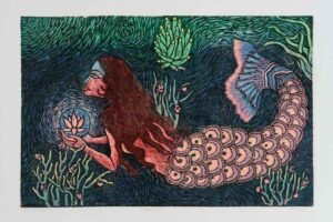 Under the Sea – Woodcut by Shashikala Singh