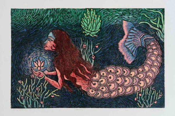 Under the Sea – Woodcut by Shashikala Singh